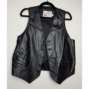 Sears The Leather Shop Vintage Leather Button Up Vest Men's Size 42 Regular